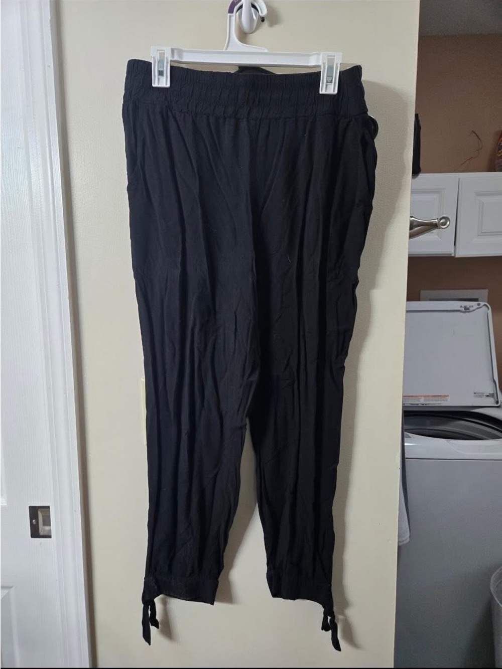 Men's Black Elastic Waist Casual Pants